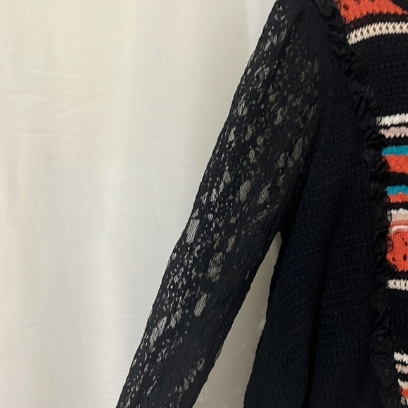 POL Crochet Lace Sleeves Button Down Cardigan - Picture 2 of 7